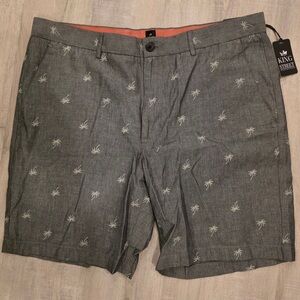 King Street Collection Shorts Mens 36W Gray Palm Tree Print Tailored Fit NWT